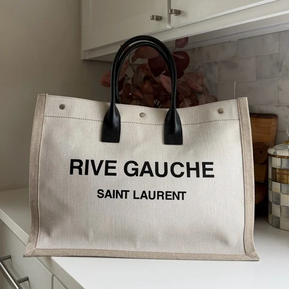 Saint Laurent Rive Gauche Beige Shopping Tote - Picture 4 of 15